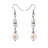 Plastic Pearl Daisy Pendant Dangle Earrings & Stretch Bracelet & Pendant Necklace SJEW-JS01256-11