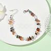 Natural Rutilated Quartz Chip & Shell Pearl Beaded Bracelets BJEW-JB14323-1