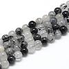 Natural Black Rutilated Quartz Beads Strands G-R446-8mm-26-1