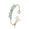 Copper Wire Wrapped Natural Amazonite Open Ring RJEW-JR00630-01-1