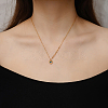 304 Stainless Steel Pave Blue Cubic Zirconia Heart Pendant Cable Chain Necklaces for Women OU4344-1-2