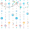 4Pcs 4 Style Iridescent Paper Glitter Circle Star Garland AJEW-PH0004-59-1
