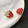 Brass Micro Pave Clear Cubic Zirconia Stud Earrings EJEW-G430-01G-3
