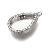 Rack Plating Brass Micro Pave Clear Cubic Zirconia Pendant Cabochon Settings KK-NH0001-16P-2