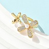 Brass Micro Pave Cubic Zirconia ABS Imitation Pearl Cuff Rings RJEW-D307-02G-A-1