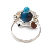 Planet Natural Tiger Eye Finger Rings RJEW-TA00165-04-4