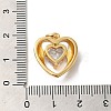 Heart with Wing Rack Plating Brass Clear Cubic Zirconia Pendants KK-K377-20G-3