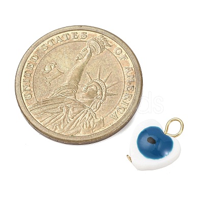 Natural Freshwater Shell Blue Evil Eye Charms PALLOY-JF04548-02-1