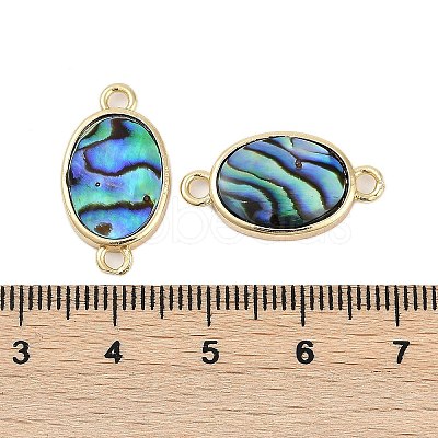 Brass Pave Natural Paua Shell Connector Charms KK-M299-01E-G-1