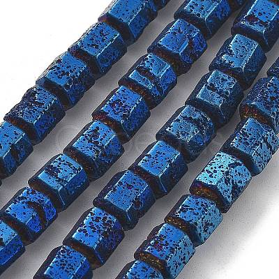 Electroplated Natural Lava Rock Beads Strands G-A251-A01-01J-1
