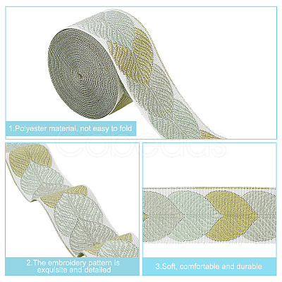 Polyester Jacquard Leaf Ribbon for Garment Accessories OCOR-WH0097-23A-1