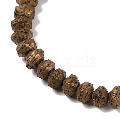 Electroplated Natural Lava Rock Beads Strands G-A234-F02-01B-1