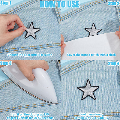 42Pcs 6 Styles Star Computerized Embroidery Cloth Iron on/Sew on Patches FIND-CP0002-14-1