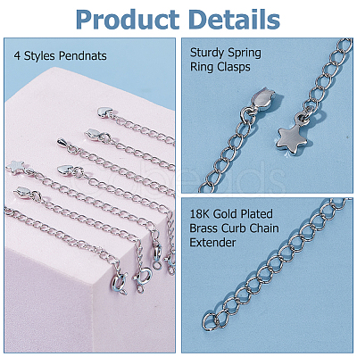 12Pcs 4 Styles Brass Curb Chain Extender KK-HS0015-33P-1