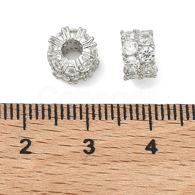 Brass Micro Pave Clear Cubic Zirconia Beads KK-G557-41P-1