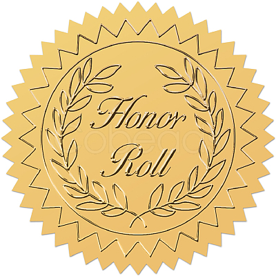 Plastic Self Adhesive Gold Foil Embossed Stickers DIY-WH0575-068-1