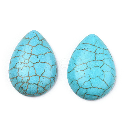 Craft Findings Dyed Synthetic Turquoise Gemstone Flat Back Teardrop Cabochons TURQ-S270-18x25mm-01-1