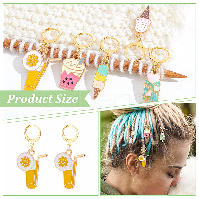 12Pcs 6 Style Alloy Enamel Icecream and Drink Charms Locking Stitch Markers HJEW-PH01625-1