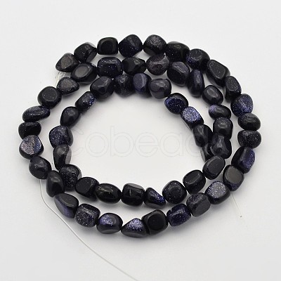 Synthetic Blue Goldstone Bead Strands G-P070-55-1