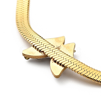 Crystal Rhinestone Butterfly Pendant Necklace with Herringbone Chains LS-NJEW-I116-01G-1