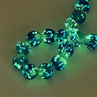 Handmade Luminous Transparent Lampwork Beads Strands LAMP-T017-04F-1