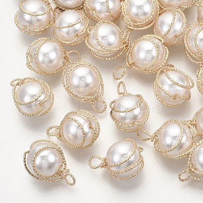 ABS Plastic Imitation Pearl Pendants KK-N235-020B-1