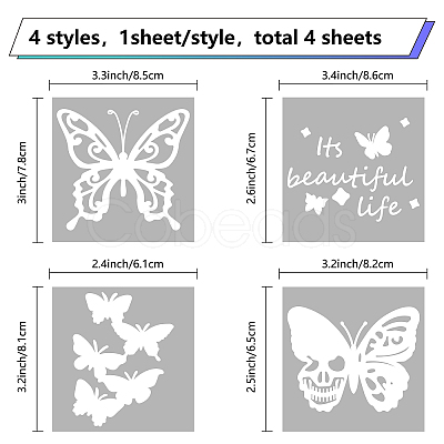 4Pcs 4 Styles Square PET Waterproof Self-adhesive Car Stickers DIY-GF0007-45B-1