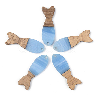 Resin & Walnut Wood Pendants RESI-S389-054A-1