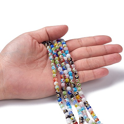 Handmade Millefiori Glass Round Bead Strands LAMP-J038-6mm-M-1