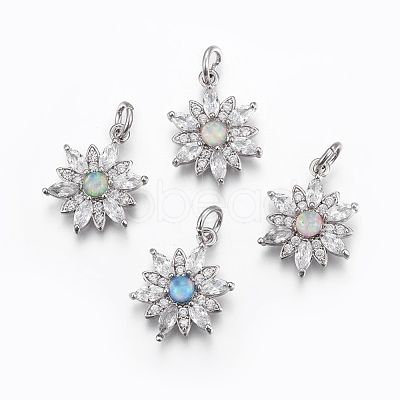 Brass Micro Pave Cubic Zirconia Pendants ZIRC-F091-02-P-1