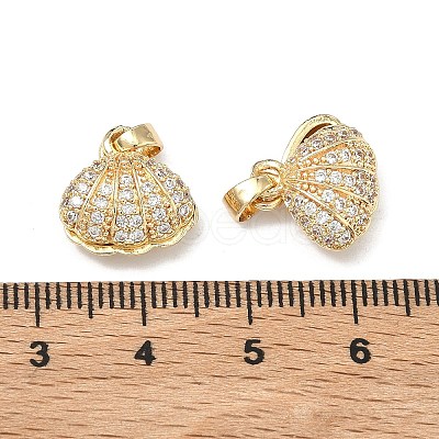 Brass Micro Pave Clear Cubic Zirconia Pendants KK-G557-30G-1