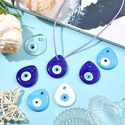 16Pcs 4 Colors Handmade Lampwork Evil Eye Pendants LAMP-FS0001-69-1
