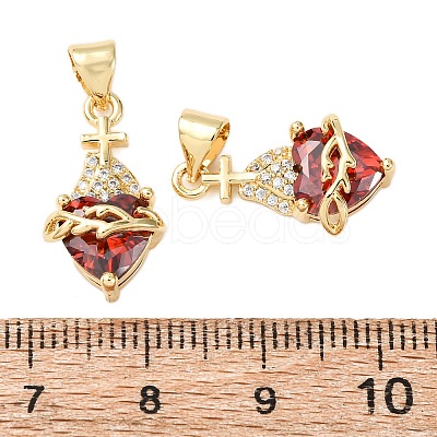 Brass Micro Pave Cubic Zirconia Pendants KK-K408-51G-01-1