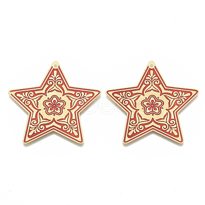 Brass Enamel Big Pendants KK-N223-02C-1