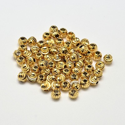 Rack Plating Brass Corrugated Round Spacer Beads KK-I600-5mm-G-RS-1
