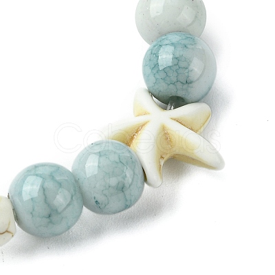 Synthetic Turquoise Beaded Stretch Bracelets for Women BJEW-TA00574-02-1