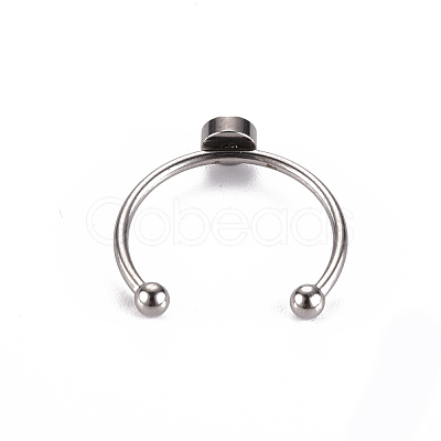 Non-Tarnish 201 Stainless Steel Cuff Pad Ring Settings X-STAS-S080-042A-P-1