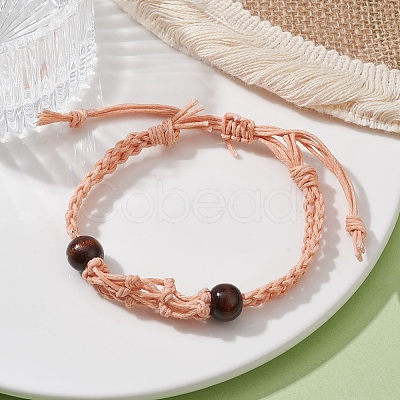 Adjustable Braided Waxed Cotton Macrame Pouch Bracelet Making BJEW-JB09698-03-1