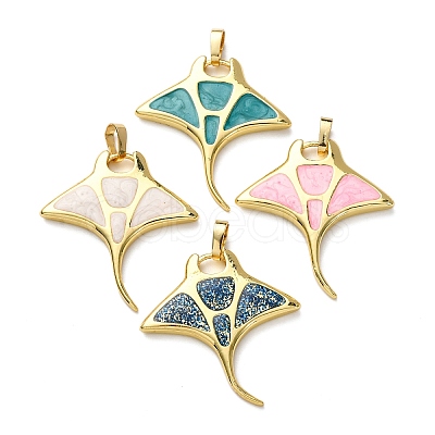 Brass Enamel Pendants KK-C119-08G-1