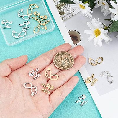 16Pcs 4 Style 201 Stainless Steel Charms STAS-DC0006-17-1