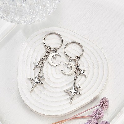 Star & Moon Alloy Keychain KEYC-SW00014-04-1