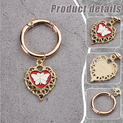 8Pcs 4 Styles Heart with Butterfly Alloy Enamel Shoe Charms HJEW-AB00731-1