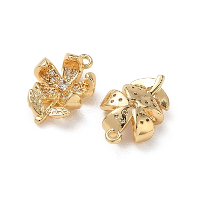 Brass Micro Pave Clear Cubic Zirconia Pendants KK-P355-02G-1