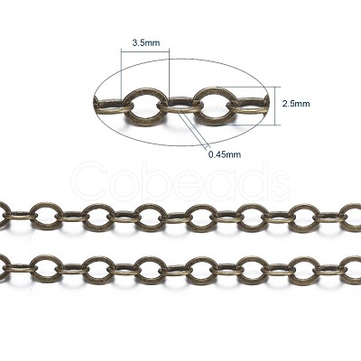 Brass Flat Oval Cable Chains CHC029Y-AB-1