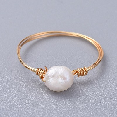 Grade A Natural Freshwater Pearl Rings RJEW-JR00268-1