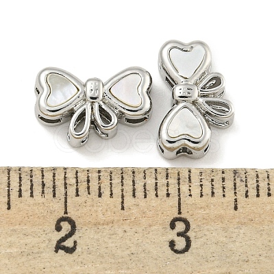 Brass Pave Shell Bowknot Multi-Strand Links KK-Q820-18P-1