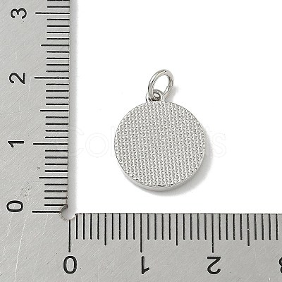 Brass Pave Natural Shell Flat Round with Letter Charms KK-Z115-13P-C-1