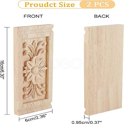 Natural Solid Wood Carved Onlay Applique Craft WOOD-FH0001-11-1