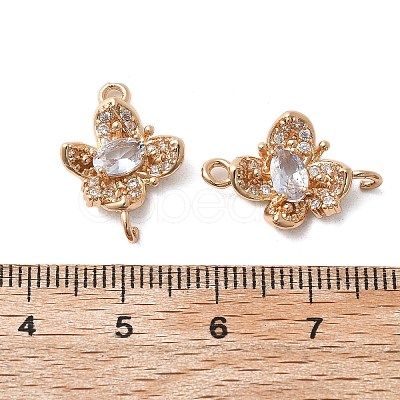 Brass Micro Pave Cubic Zirconia Connector Charms KK-Z103-10KCG-01-1
