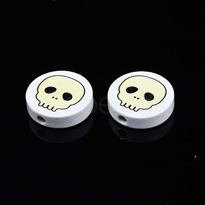 Halloween Printed Natural Wood Beads WOOD-T021-97-1